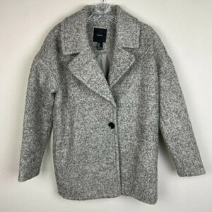 Forever 21 Pea Coat Womens Small Gray Wool Blend Single Button Ladies
